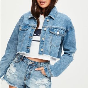 Missguided Crop Ripped Denim Jacket